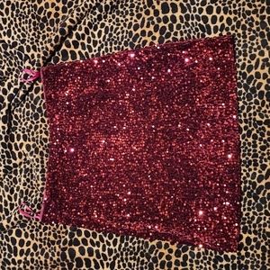 Elegant Sequin Midi Skirt in Dazzling Red